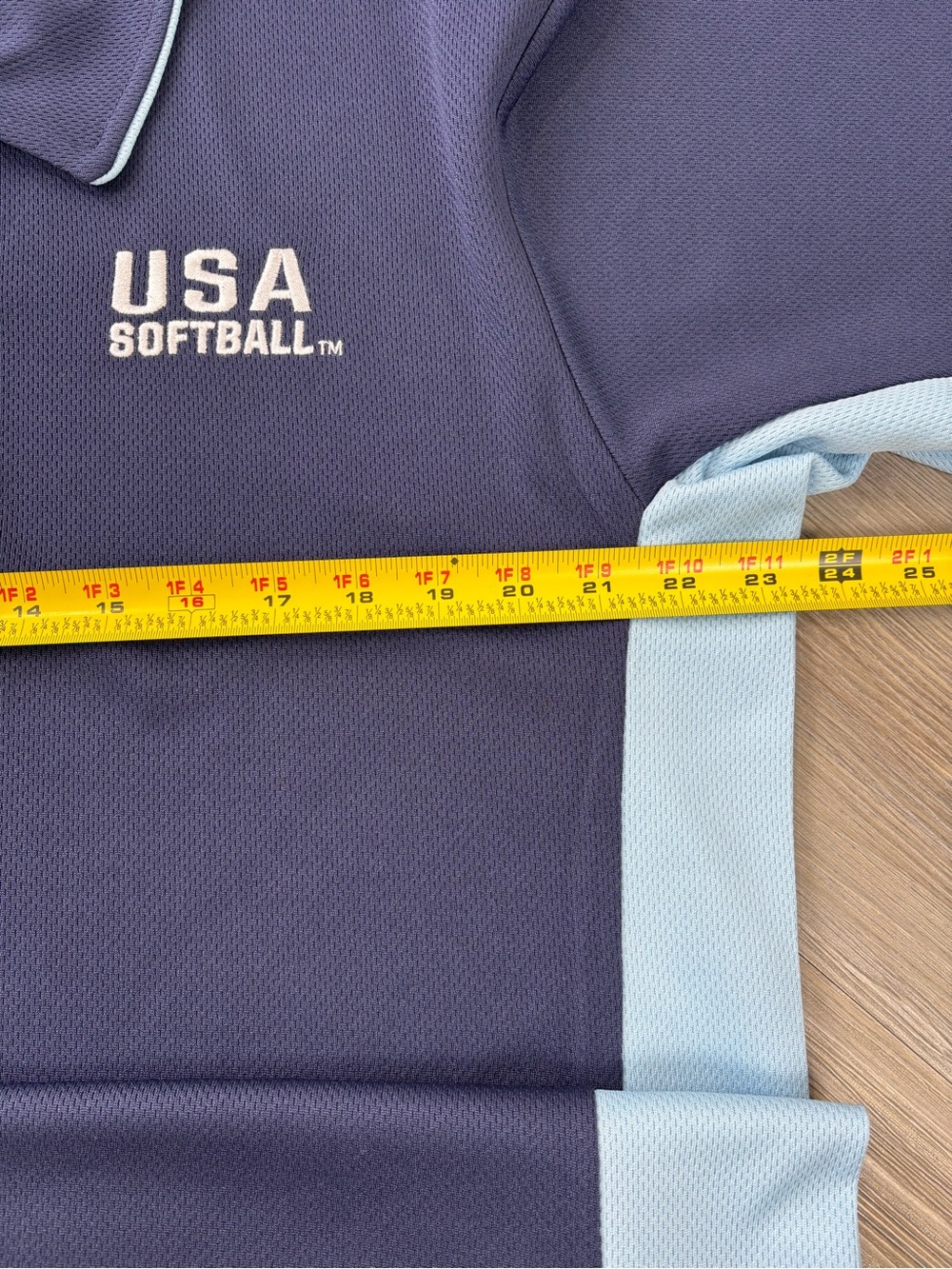 USA Softball Navy and Light Blue Performance Polo - Picture 4 of 8